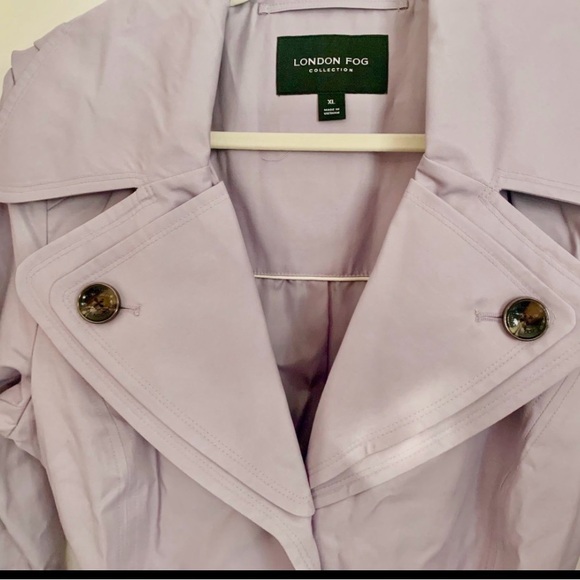 Women's London Fog Lavender Trench Raincoat Coat w/Deatachable Hood XL - Picture 4 of 8